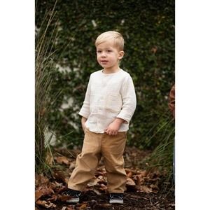 NWT Wren Amber Jake Boy Long Sleeve Shirt Size 2T-Sand Gauze